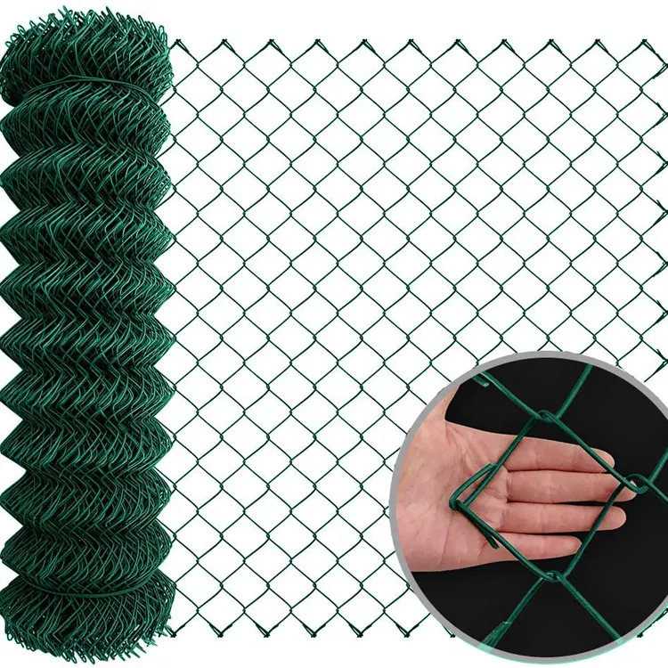 Green Black Blue Plastic Coated Garden Fence Tennis Court Fencing 0.5m to 4.0m height 50x50mm Cyclone Wire for sale