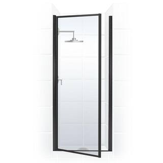 Coastal Shower Doors Legend 21.625 in. to 22.625 in. x 64 in. Framed Hinged Shower Door in Matte Black with Clear Glass L22.66O-C