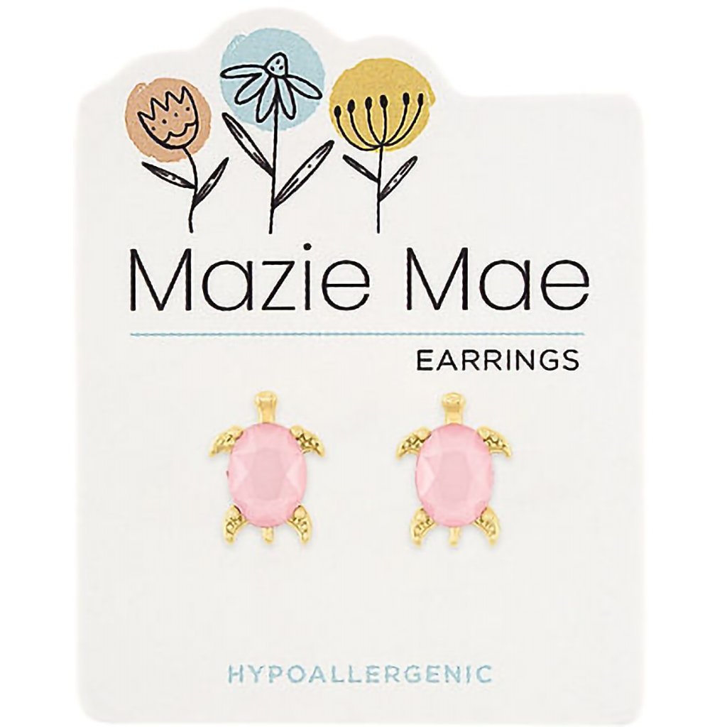 Center Court  Gold Rosewater Opal Turtle Stud Mazie Mae Earrings