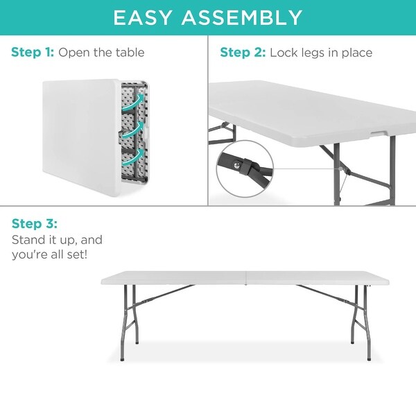 Portable Folding Plastic Dining Table w/ Handle，Lock