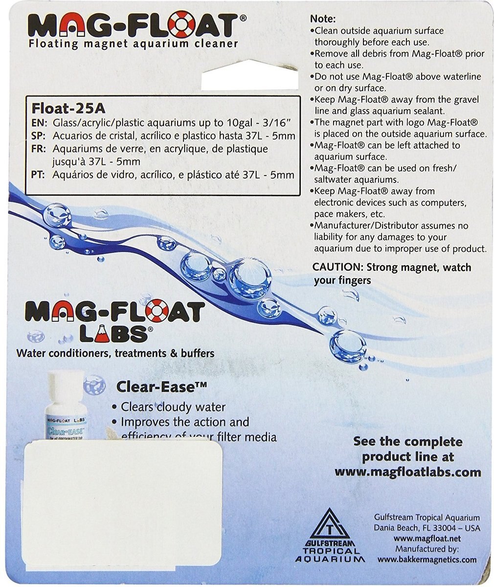 Mag-Float Glass， Acrylic and Plastic Floating Magnetic Aquarium Cleaner