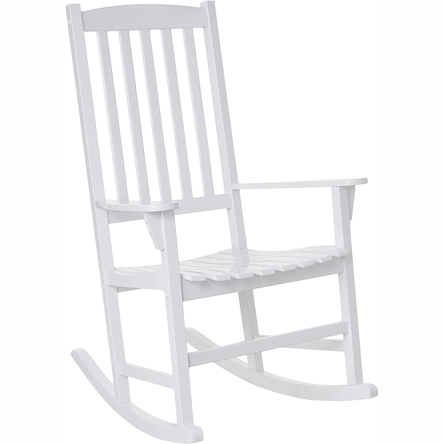 Alston Outdoor Wood Porch Rocking Chair, White Color, Weather Resistant Finish