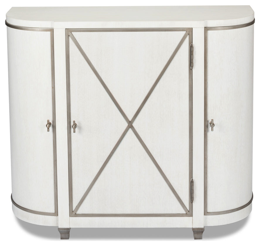 Asia Demilune Console Accent Cabinet Working White   Transitional   Console Tables   by Sideboards and Things  Houzz