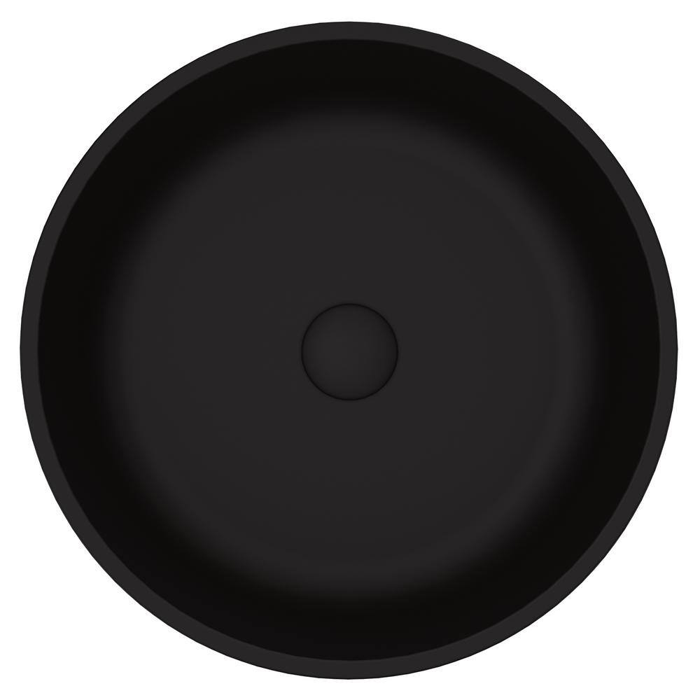 VIGO Modern Modus Black Matte Shell Glass 17 in. L x 17 in. W x 4 in. H Round Vessel Bathroom Sink VG07113