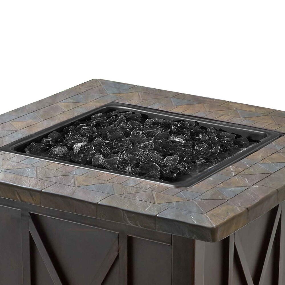 Endless Summer 30 000 BTU LP Gas Outdoor Patio Fire Pit Table w/Black Fire Glass   73