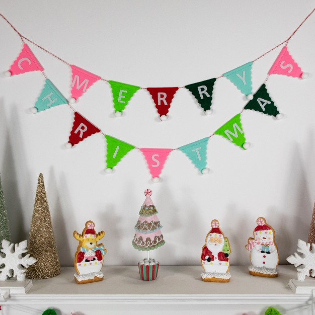 Multi quot merry Christmas quot Triangles Banner Garland Unlit