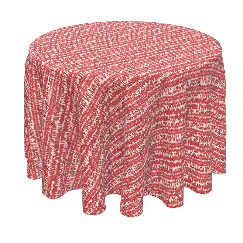 Round Tablecloth， 100% Polyester， 60 Round， Red Ikat Design