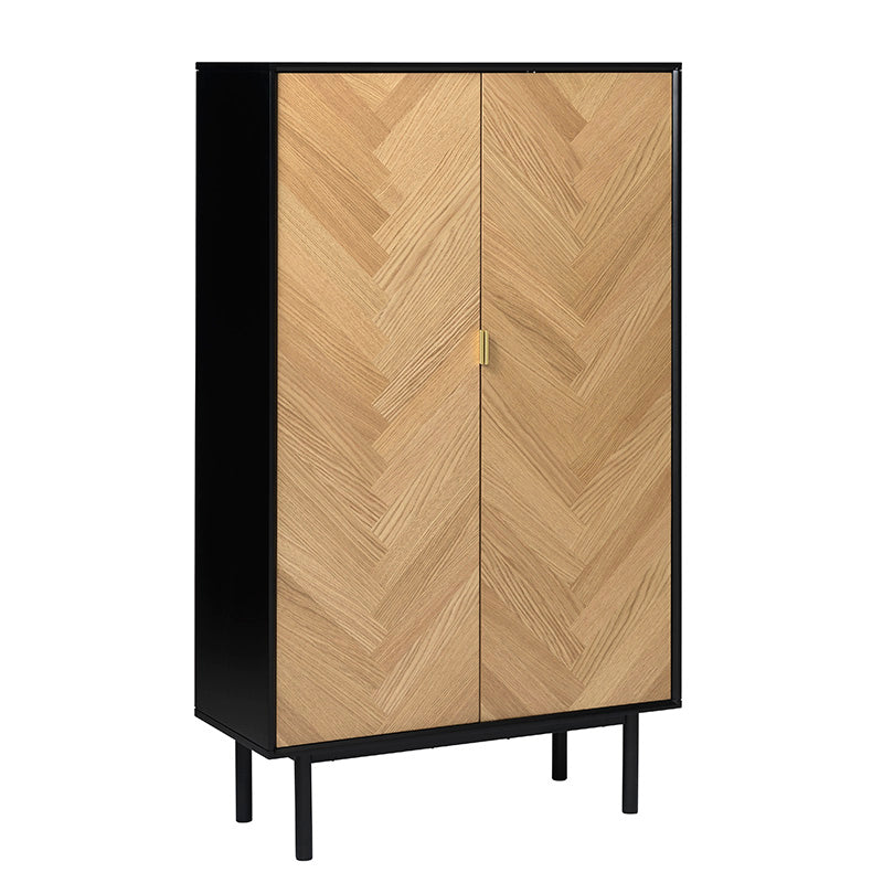 CALVI Tall Sideboard 95cm -  Natural & Black