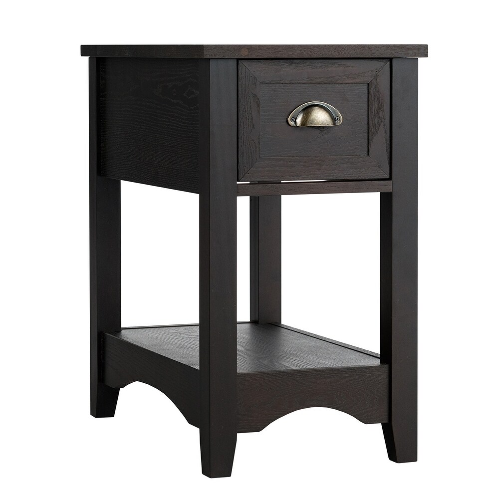 Gymax Set of 2 Contemporary Side End Table Compact Table w/ Drawer   13'' X 22'' X 23'' (L X W X H)