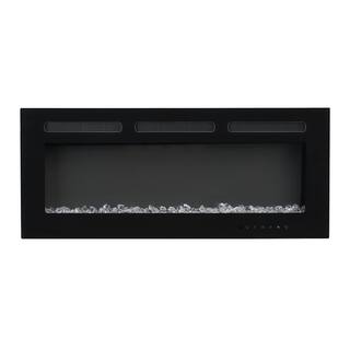 HOMESTOCK 50 in. Black Electric Fireplace Wall Mounted Fireplace LED with 12 Colors Touch Screen Remote Logset and Crystal Stones 89431HD