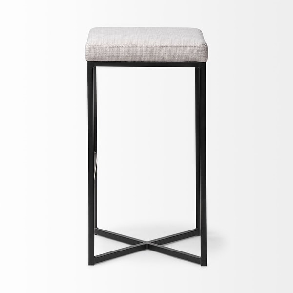 Frodo White Fabric Seat w/ Black Metal Base Bar Stool