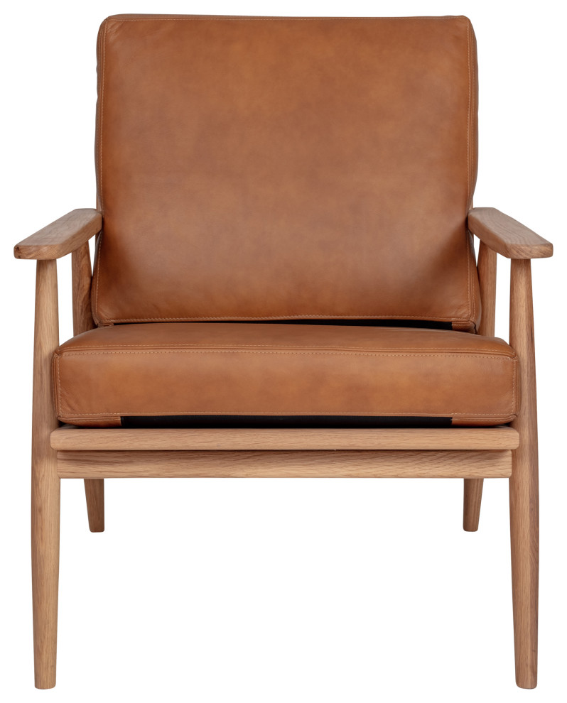 Harper Leather Lounge Chair Tan   Midcentury   Armchairs And Accent Chairs   by HedgeApple  Houzz