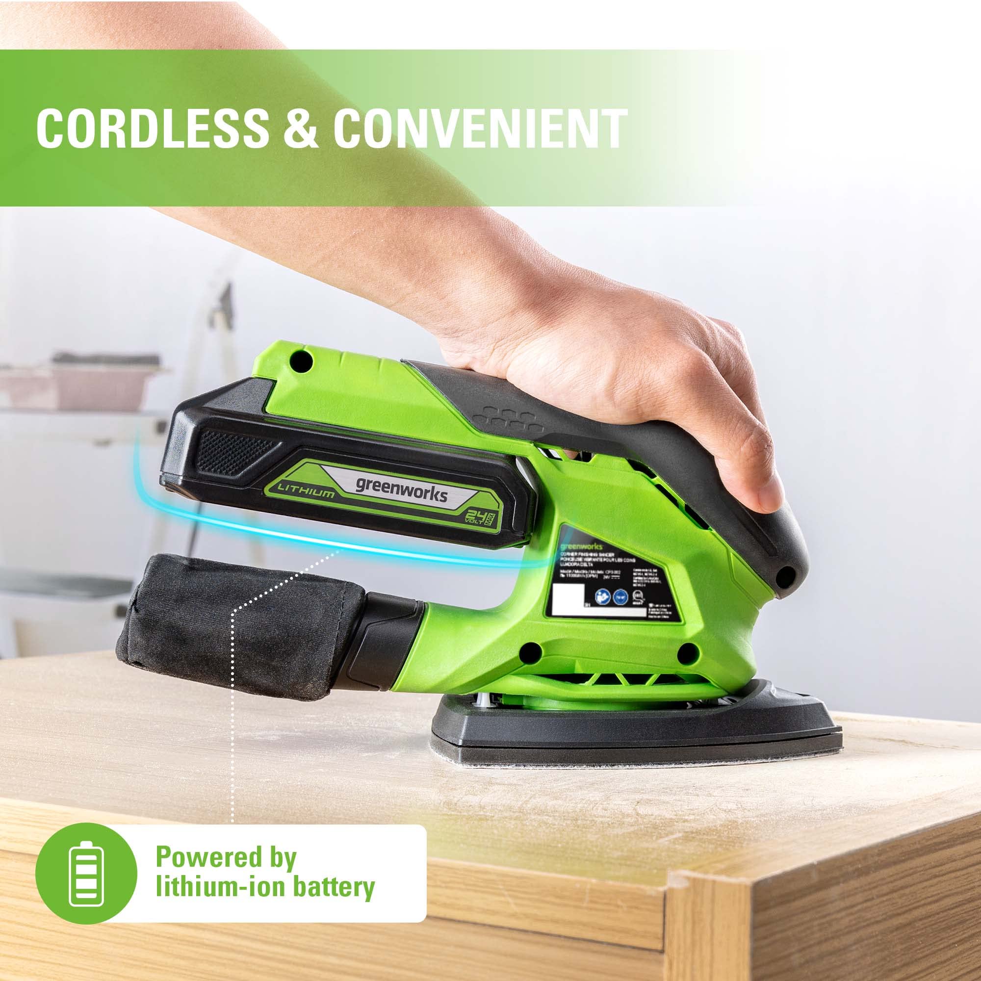 24V Cordless Corner Finishing Sander | Greenworks Tools