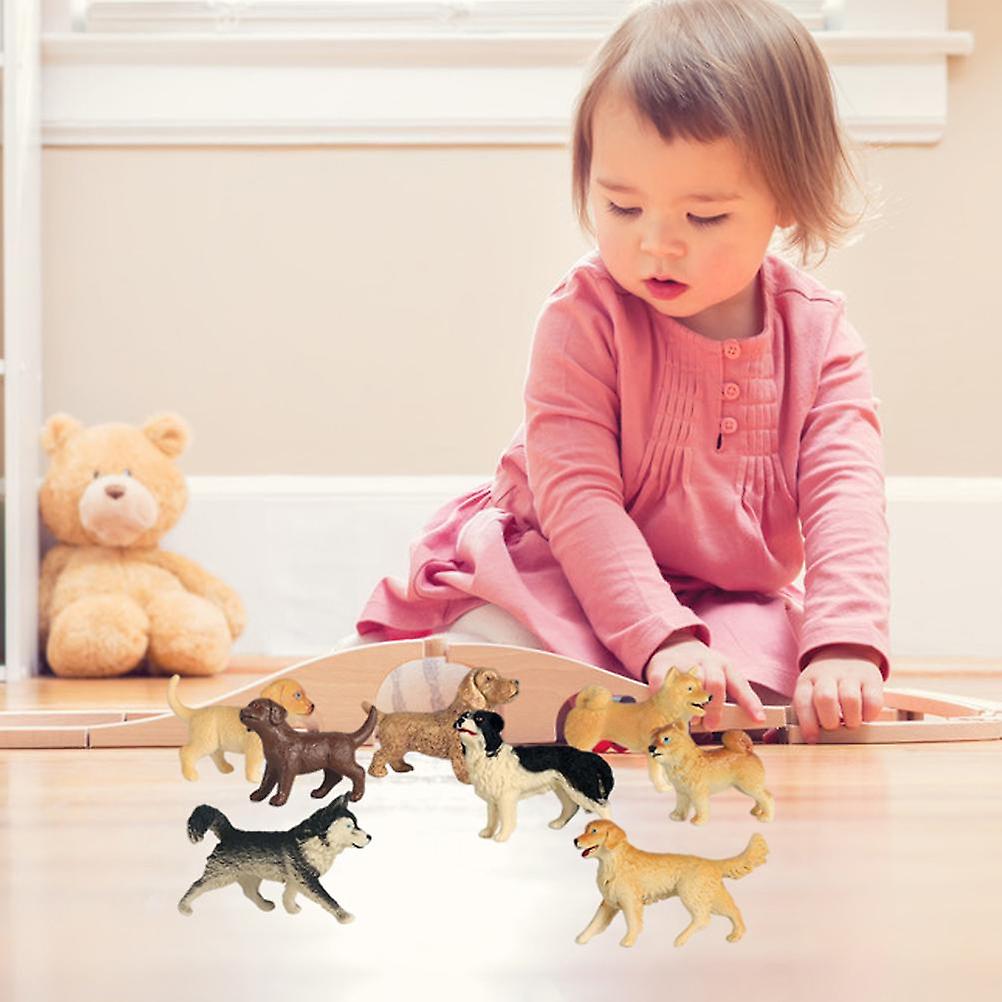 8PCS Dog Figurines Playset Mini Realistic Detailed Plastic Puppy Figures Cake Toppers Birthday Gift for Kids