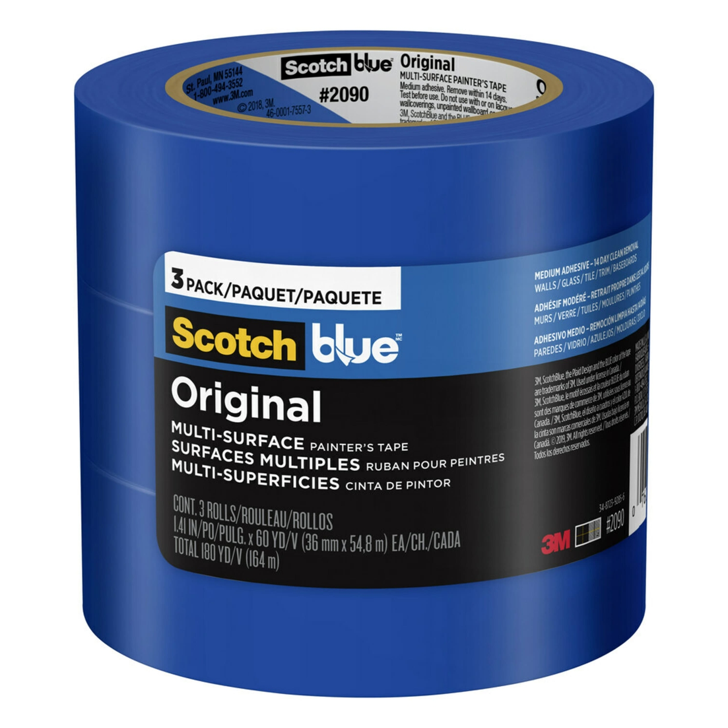 ScotchBlue 1.41 in. W X 60 yd L Blue Medium Strength Original Painter\u0027s Tape 3 pk