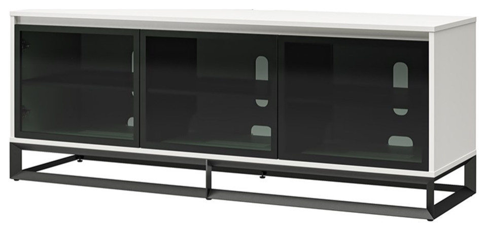 Alphason Media Console with Steel Base for TVs up to 77 quotin Sterling Oak Wood   Transitional   Entertainment Centers And Tv Stands   by Homesquare  Houzz