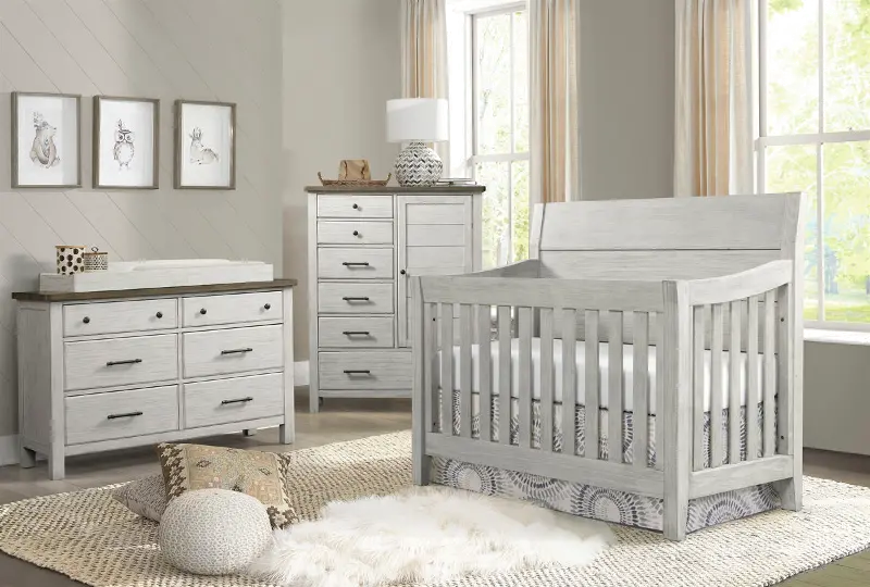 Tranquil Rock Weathered White 3 Piece Nursery Set