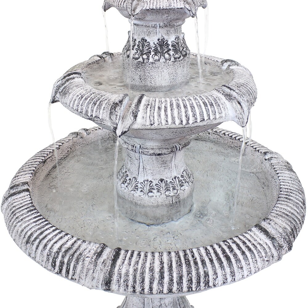 Sunnydaze Mediterranean Inspired 3 Tier Outdoor Water Fountain   Gray   45\