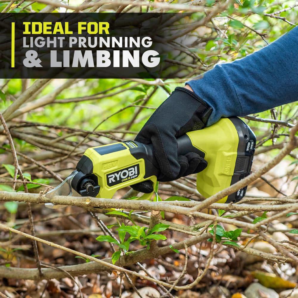 RYOBI ONE HP 18V Brushless Cordless Pruner and Cordless Pruning Reciprocating Saw with 20 Ah Battery and Charger