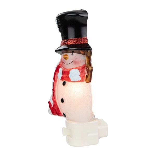 6.5 White and Red Snowman in Black Top Hat Christmas Night Light