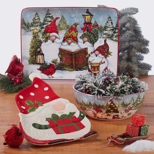 Certified International Christmas Gnomes Rectangular Platter 14 x 10