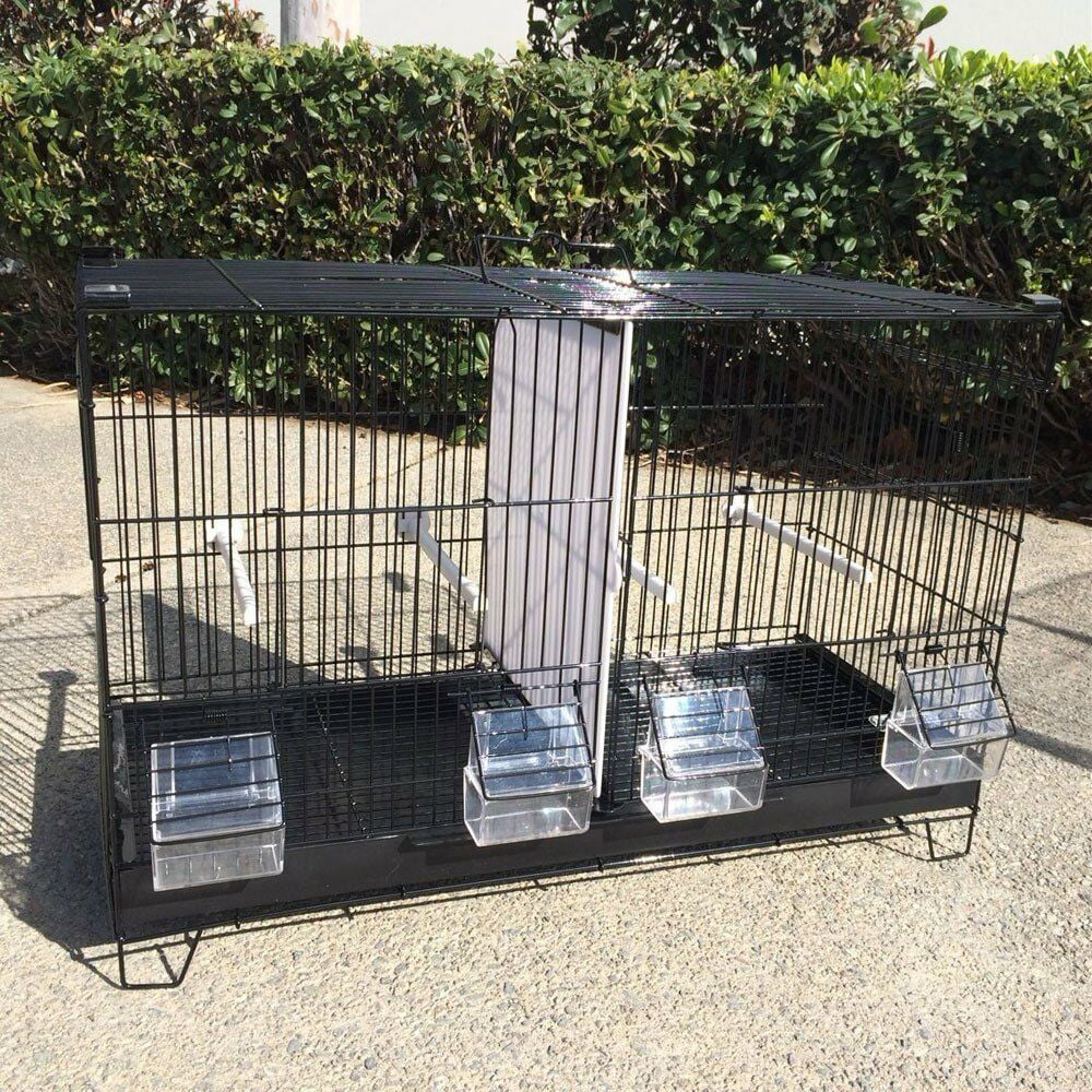 Lot of 4 of Stack and Lock Double Breeding Breeder Flight Bird Quail Cages with Both Center Wire and Solid Dividers Side Breeding Nest Doors