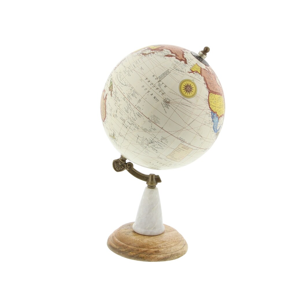 White Mango Wood Contemporary Globe   8 x 8 x 14