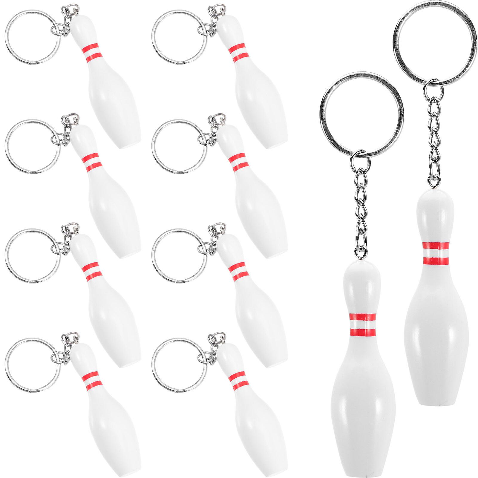 12pcs Bowling Pin Keychains Small Bowling Key Chains Backpack Hanging Key Pendant