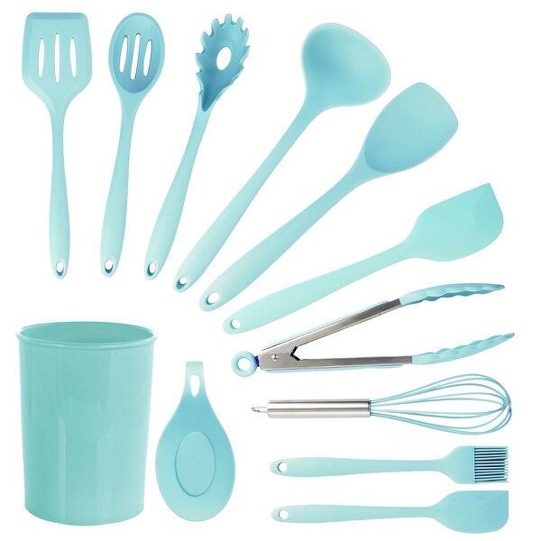 12 Piece Turquoise Silicone Cooking Utensils