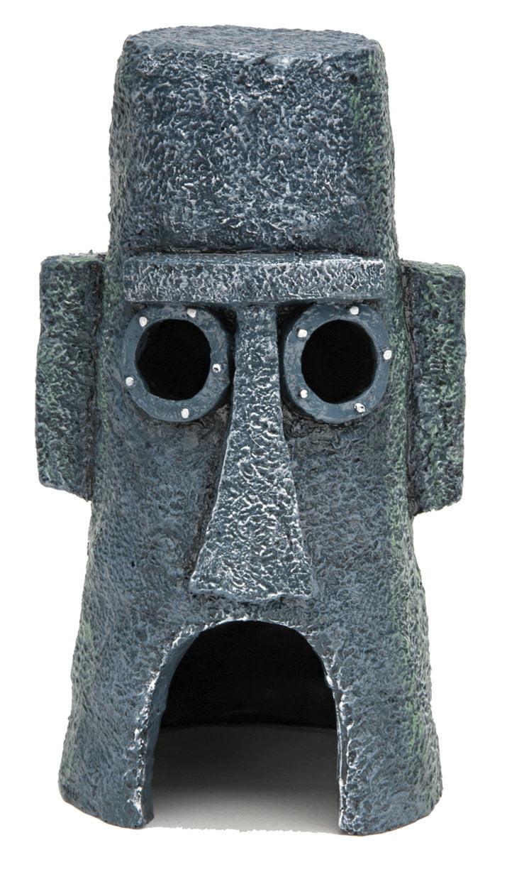 Penn-Plax SpongeBob SquarePants Aquarium Ornament – Squidward’s Easter Island Home – Medium