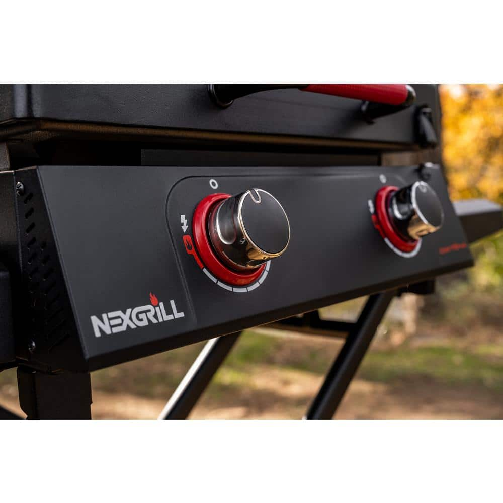 Nexgrill Daytona 2-Burner 21 in. Propane Gas Griddle with Foldable Cart in Black 720-1075B