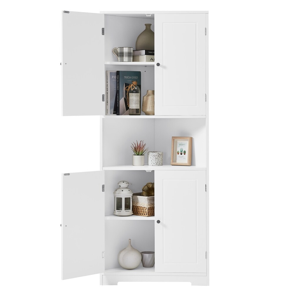 Tall Bathroom Storage Cabinet  Corner Cabinet with Doors and Adjustable Shelf