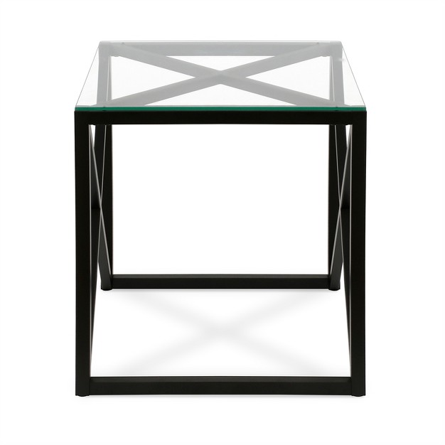 22 x27 Geometric Metal Side Table In Black Henn amp hart