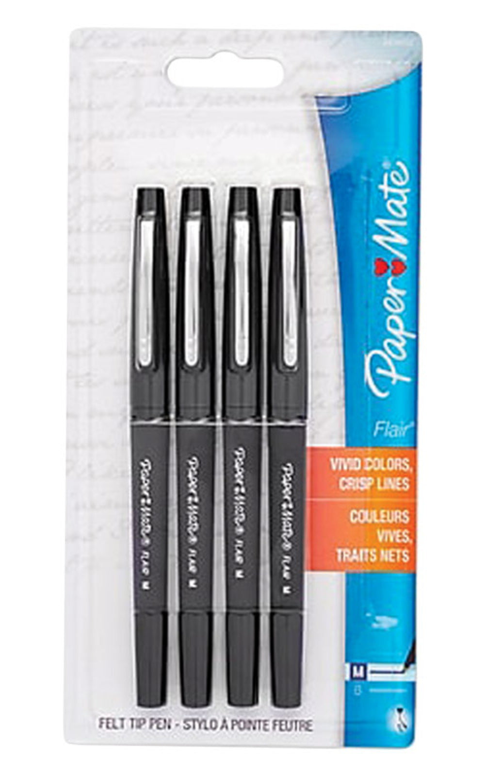 FELT TIP PEN BLK 4PK