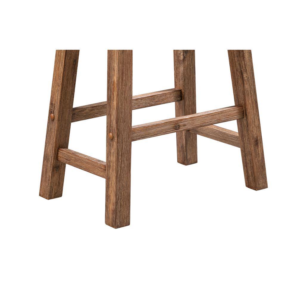 Boraam Sonoma 24 in. Barnwood Wire-Brush Backless Saddle Stool 75024