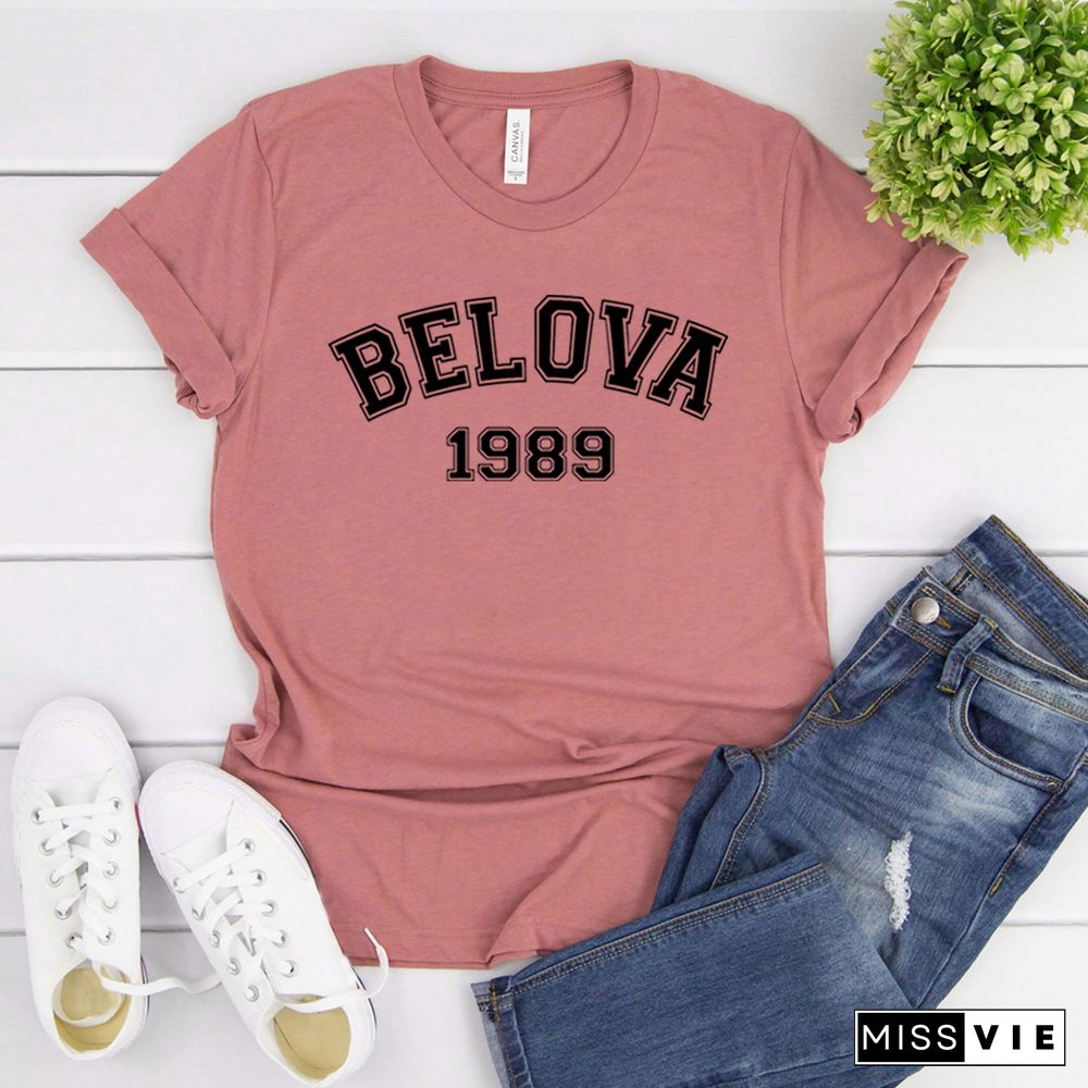 Belova 1989 T Shirt Black Widow Yelena Belova Shirt Natasha Romanoff Superhero Tee Unisex Graphic T Shirts Short Sleeve Tshirts