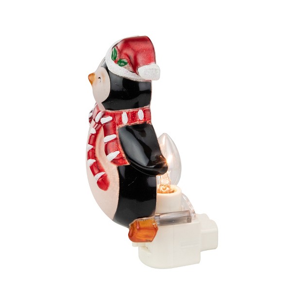 Black And Red Happy Penguin In Santa Hat Christmas Night Light