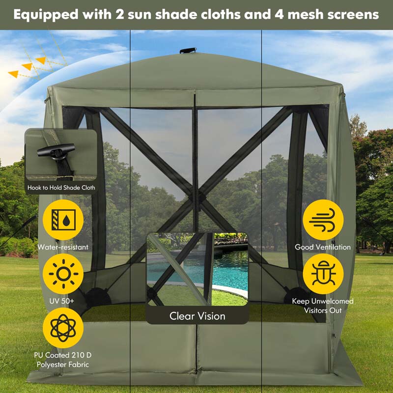 6.7 x 6.7 FT Foldable Pop-Up Camping Gazebo with Netting & Carry Bag, Portable Screen Tent Instant Canopy Shelter