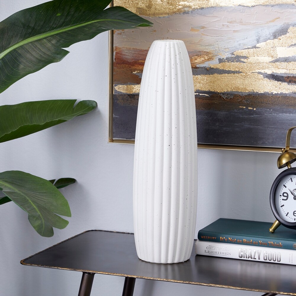 White Ceramic Speckled Vase   5 x 5 x 18
