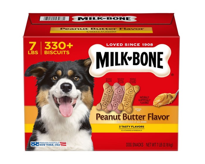 Milk-Bone Peanut Butter Flavor Naturally  Artificially Flavored Dog Biscuits， Crunchy Dog Treats， 7 lb. Box