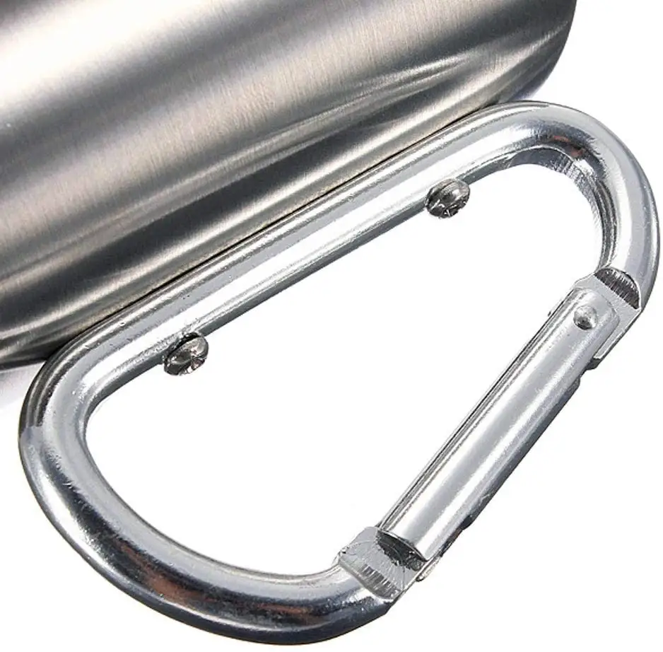 NPOT  Portable Stainless Steel Metal Cup Hiking Camping Traveling Outdoor Carabiner Climbing Cups Double Wall Mug with D Ring