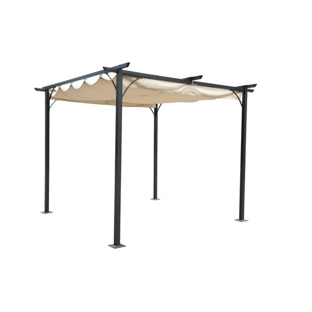 10 x27 Retractable Roman Shade Pergola Canopy Blue Wave