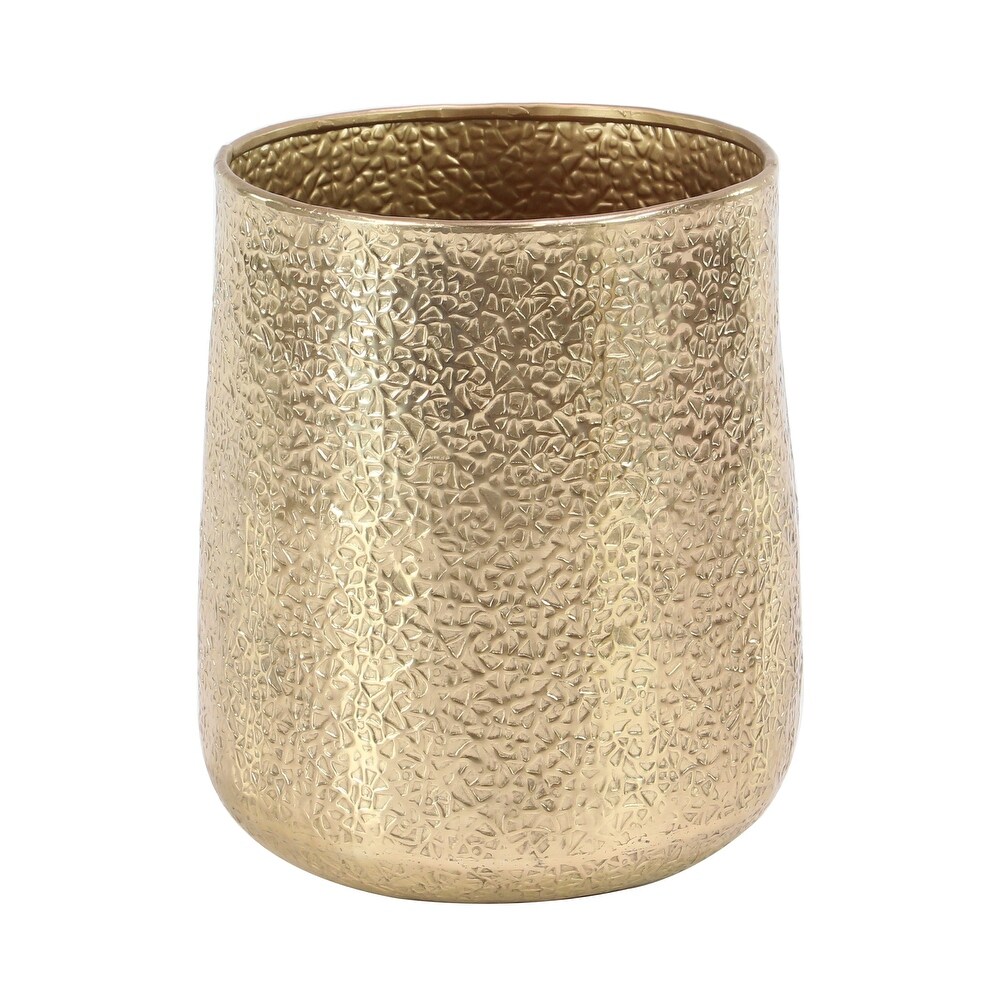Gold Aluminum Indoor Outdoor Planter with Hammered Design (Set of 3)