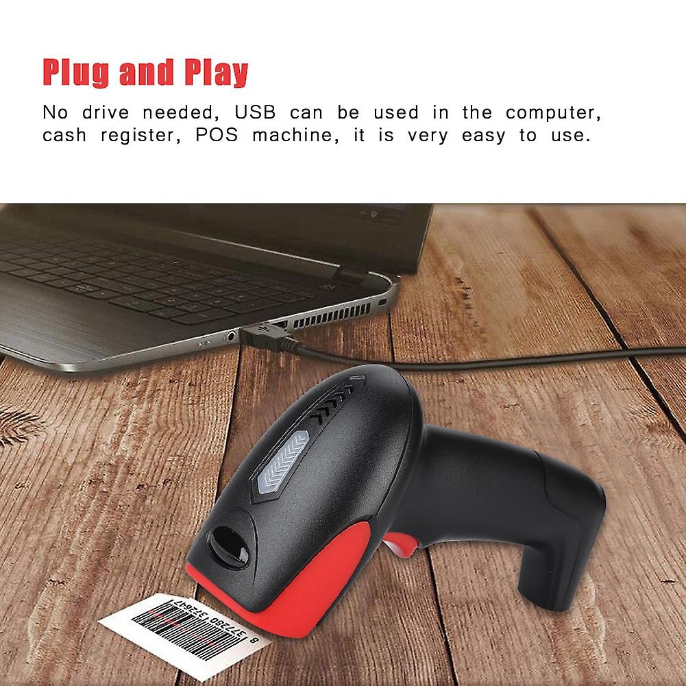 Wired Handheld Usb Bar Qr Code Scanner 2d Barcode Reader Scanning Gun Scanner Black+red