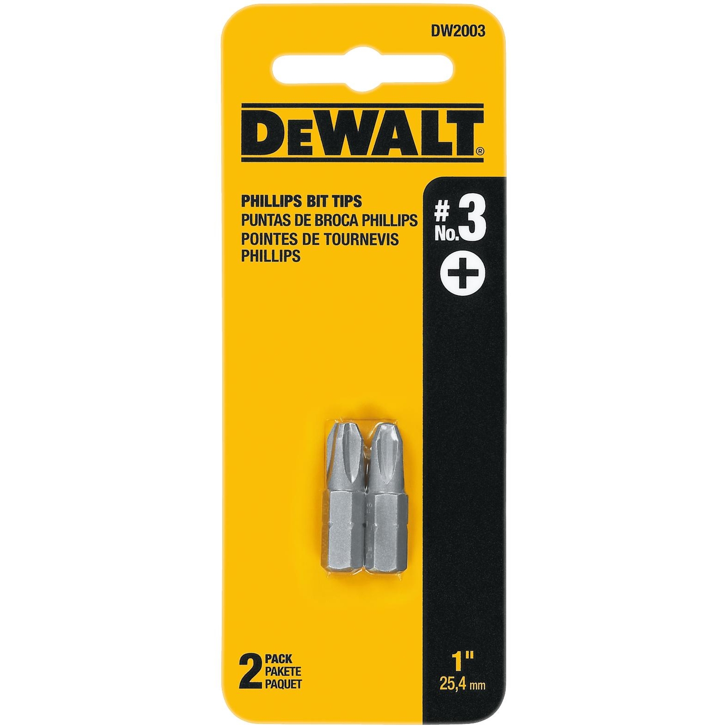 DW Phillips #3 X 1 in. L Screwdriver Bit Heat-Treated Steel 2 pc