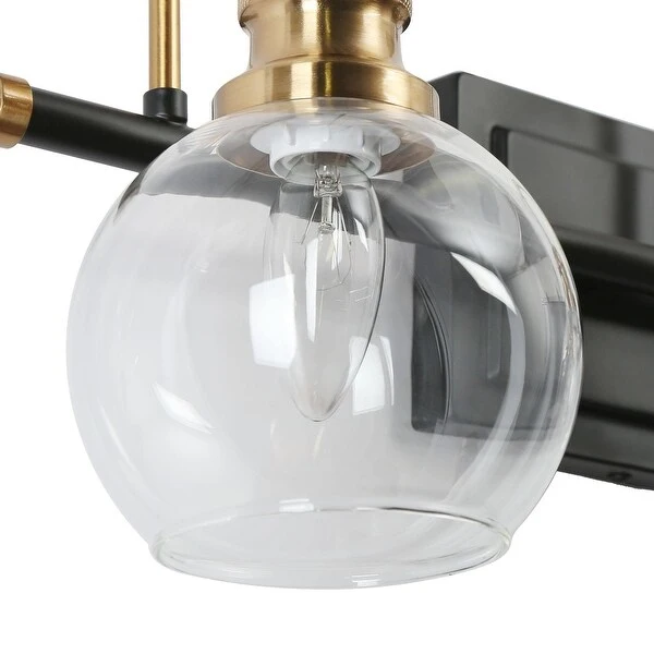 Mid-Century Modern Black Gold 2-Light Bathroom Vanity Light Globe Glass Wall Sconces