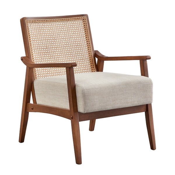 Lifestorey Serena Cane and Solid Wood Accent Chair