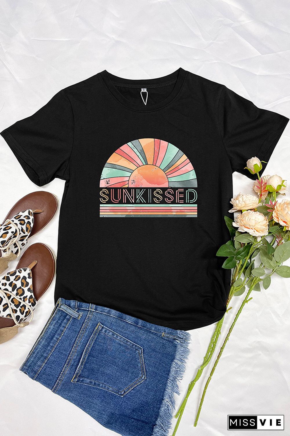 Rainbow Sunkissed Sleeve Graphic Tee Wholesale