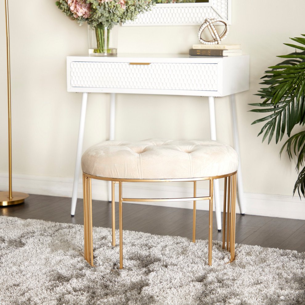 Gold Metal Glam Bench  19 quotx 24 quotx 17 quot560140   Contemporary   Vanity Stools And Benches   by Brimfield  ampMay  Houzz