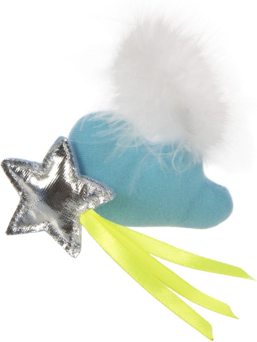 SmartyKat Twinkle Time Cloud and Star Electronic Light Toy and Plush Cat Toy， Small， 2 count